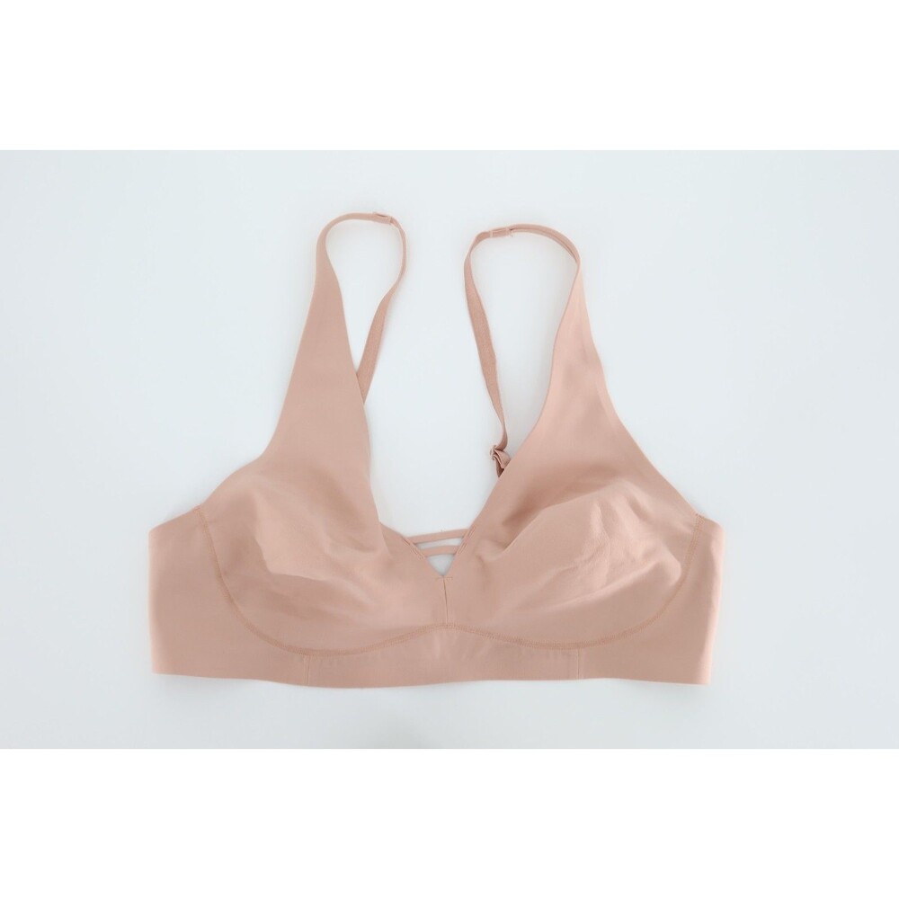 Soma Essentials Wireless Unlined Bra Beige 36B Smooth Plunge Adjustable